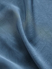 Blue Short Sleeve Crinkle Satin Asymmetric Top - Image 6 of 6