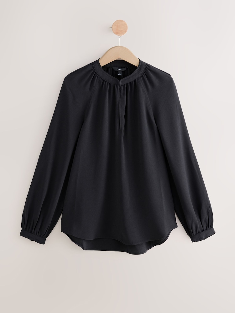 Buy Black Long Sleeve V-Neck Blouse from Next USA Buy Black Long Sleeve V-Neck Blouse from Next USA