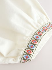 Creme - Long Sleeve Embroidered Cotton Lightweight Jacket - Bild 11 von 12