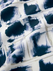 Ecru/Navy Grid Print Print Long Sleeve V-Neck Blouse - Image 3 of 3
