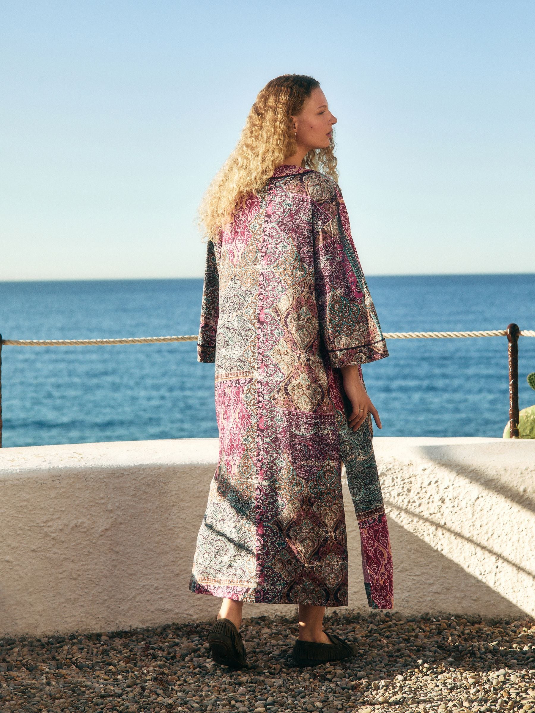 Flower print nylon long jacket ピンク S 小花柄 Flower print nylon long jacket ピンク S 小花柄
