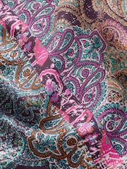 Multicoloured Paisley Print Long Sleeve Tie Belt Maxi Kimono - Image 6 of 7