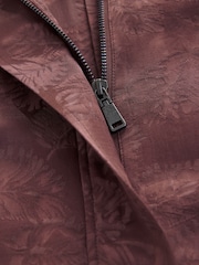 Dark Rose Long Sleeve Floral Print Jacquard Lightweight Bomber Jacket - Image 7 of 8