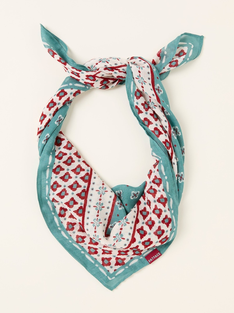 FatFace Blue Geometric Hair Scarf - Image 1 of 2