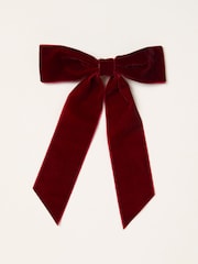 FatFace Burgundy Red Velvet Hair Bow - Image 1 of 2
