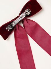 FatFace Burgundy Red Velvet Hair Bow - Image 2 of 2