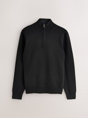 Preto - Slim Fit Quarter Zip Neck Jumper - Imagem 1 de 4