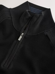 Preto - Slim Fit Quarter Zip Neck Jumper - Imagem 3 de 4