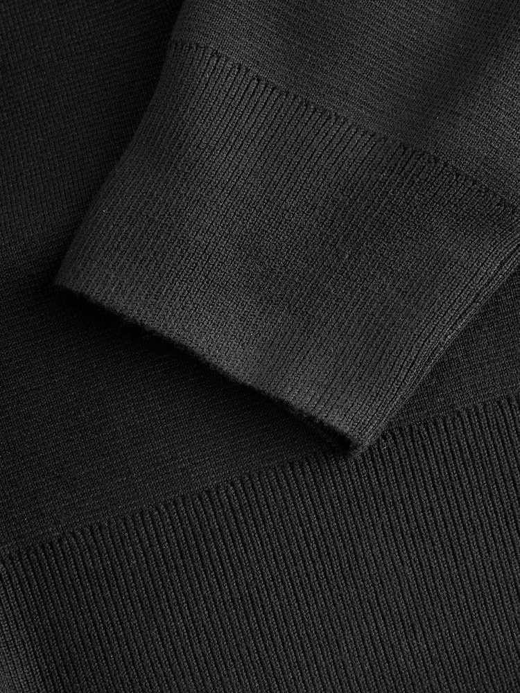 Preto - Slim Fit Quarter Zip Neck Jumper - Imagem 4 de 4