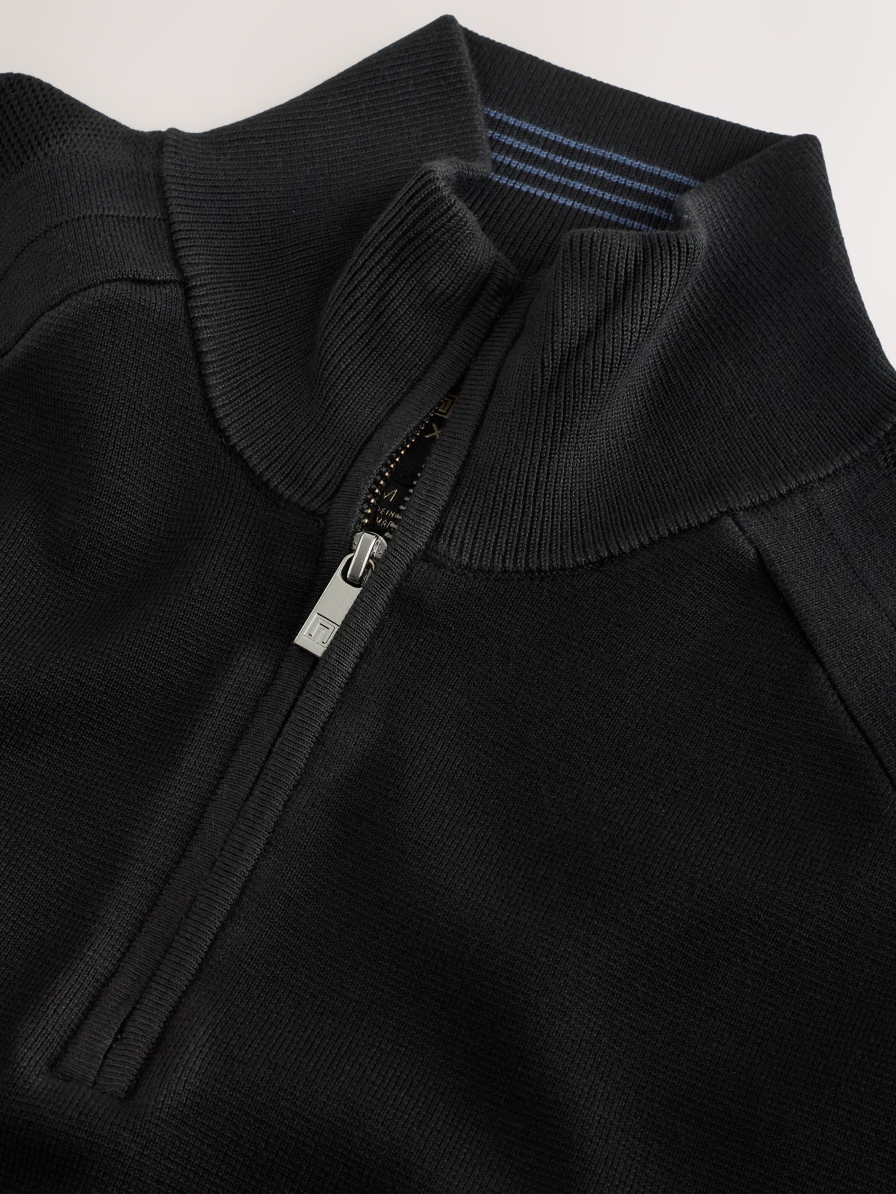 Buy Black Plain Slim Fit Viscose Quarter Zip Neck Jumper from Next