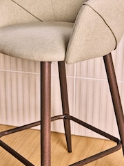 MADE.COM Ecru Marl and Walnut Legs Lule Bar Stool in Velvet - Image 3 of 5