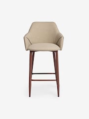 MADE.COM Ecru Marl and Walnut Legs Lule Bar Stool in Velvet - Image 4 of 5
