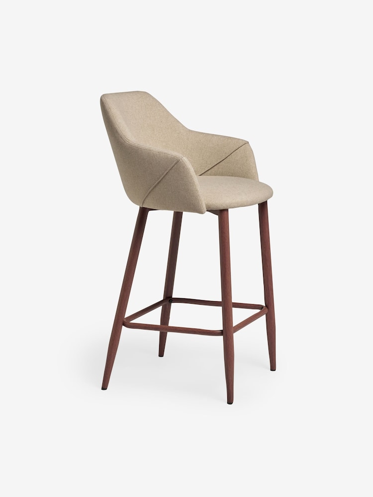 MADE.COM Ecru Marl and Walnut Legs Lule Bar Stool in Velvet - Image 5 of 5