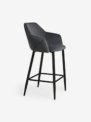 MADE.COM Charcoal Grey and Black Legs Lule Bar Stool in Velvet - Image 4 of 5