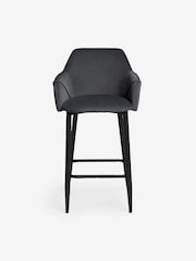MADE.COM Charcoal Grey and Black Legs Lule Bar Stool in Velvet - Image 5 of 5