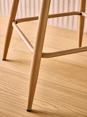 MADE.COM Ecru Marl and Oak Legs Lule Bar Stool in Velvet - Image 3 of 5
