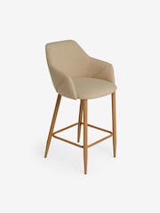 MADE.COM Ecru Marl and Oak Legs Lule Bar Stool in Velvet - Image 4 of 5