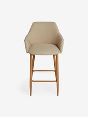 MADE.COM Ecru Marl and Oak Legs Lule Bar Stool in Velvet - Image 5 of 5