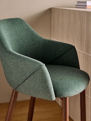 MADE.COM Bay Green and Walnut Legs Lule Bar Stool in Velvet - Image 2 of 5