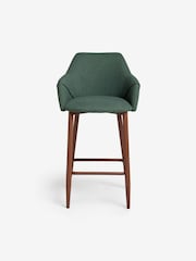 MADE.COM Bay Green and Walnut Legs Lule Bar Stool in Velvet - Image 4 of 5