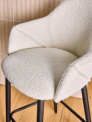 MADE.COM White Boucle and Black Legs Lule Bar Stool in Velvet - Image 2 of 5