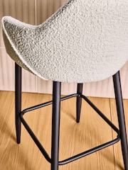 MADE.COM White Boucle and Black Legs Lule Bar Stool in Velvet - Image 3 of 5