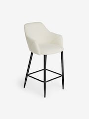 MADE.COM White Boucle and Black Legs Lule Bar Stool in Velvet - Image 4 of 5