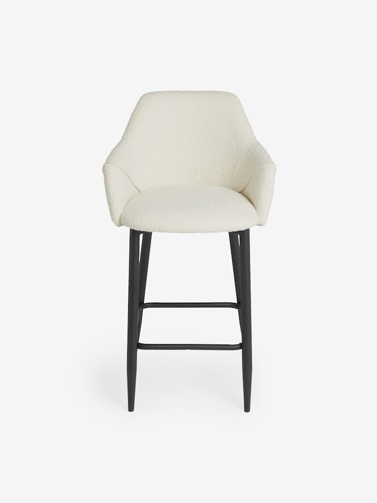 MADE.COM White Boucle and Black Legs Lule Bar Stool in Velvet - Image 5 of 5