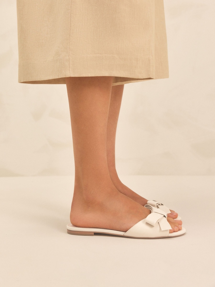 Bone Leather Tabitha Simmons x Next Mae Open Toe Bow Mule Sandals - Image 1 of 5