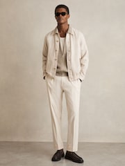 Reiss Stone Comet Textured-Knit Zip-Through Shirt - Image 3 of 6