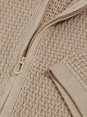 Reiss Stone Comet Textured-Knit Zip-Through Shirt - Image 6 of 6