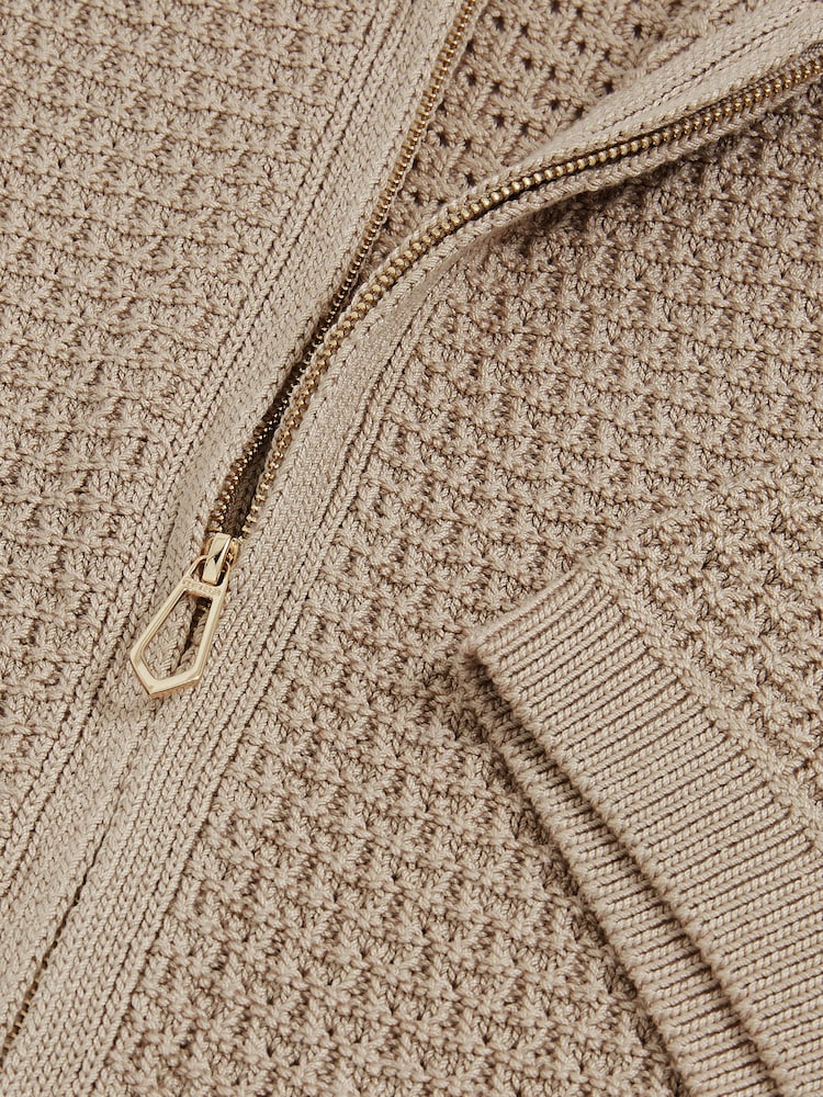 Reiss Stone Comet Textured-Knit Zip-Through Shirt - Image 6 of 6