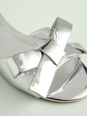 Silver Mirror Leather Tabitha Simmons x Next Mae Open Toe Bow Mule Sandals - Image 2 of 2