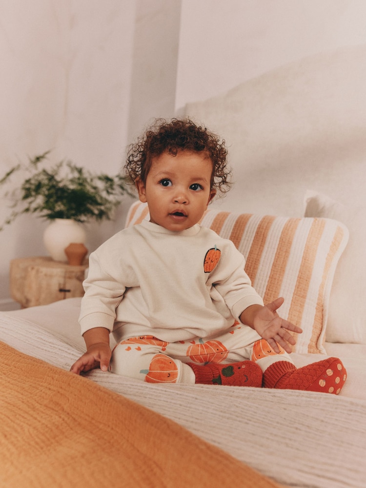 Kürbisprint - Baby Halloween Sweat Top and Joggers Set (0mths-3yrs) - Bild 1 von 9 Kürbisprint - Baby Halloween Sweat Top and Joggers Set (0mths-3yrs) - Bild 1 von 9