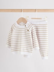Neutral gestreift - Knitted Top and Leggings Baby Set (0mths-2yrs) - Bild 1 von 14