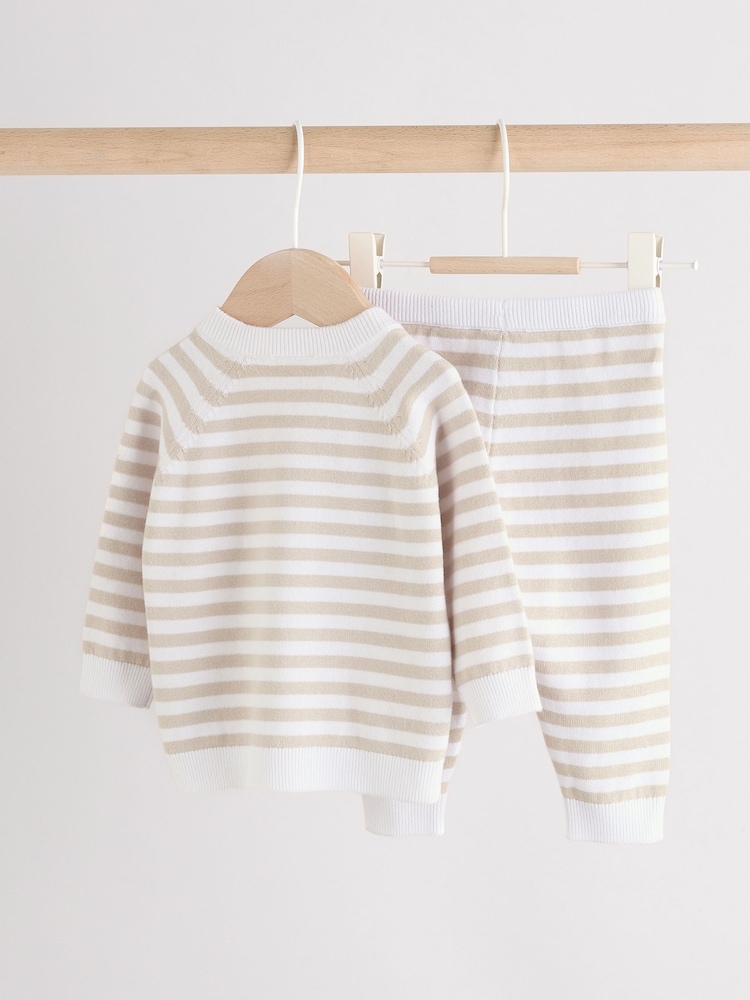 Neutral gestreift - Knitted Top and Leggings Baby Set (0mths-2yrs) - Bild 2 von 14