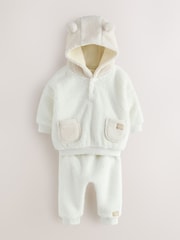 Cream Borg Hooded Sweat and Jogger Baby Set (0mths-2yrs) - Image 1 of 6