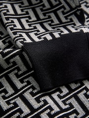 Black/Grey Regular Fit Pattern Crew Neck Jumper - Image 6 of 7