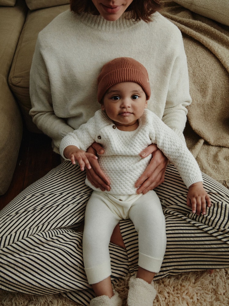 White Baby 100% Cotton Knitted Jumper and Trousers Set (0-18mths) - Image 2 of 12 White Baby 100% Cotton Knitted Jumper and Trousers Set (0-18mths) - Image 2 of 12
