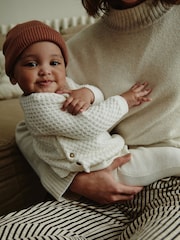 White Baby 100% Cotton Knitted Jumper and Trousers Set (0-18mths) - Image 4 of 12