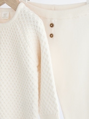 White Baby 100% Cotton Knitted Jumper and Trousers Set (0-18mths) - Image 9 of 12