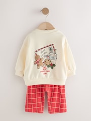 Red Graphic Print Delicate All Over Printed Christmas Baby Sweat and Jogger Set (0mths-2yrs) - Image 3 of 6