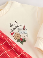 Red Graphic Print Delicate All Over Printed Christmas Baby Sweat and Jogger Set (0mths-2yrs) - Image 5 of 6