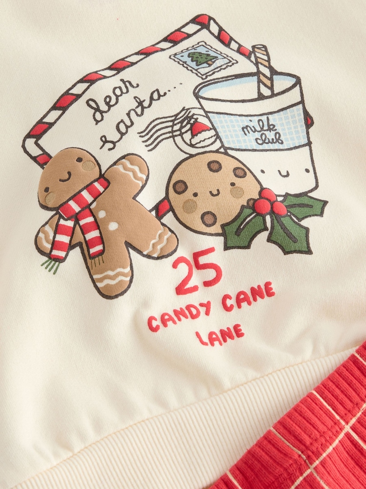 Red Graphic Print Delicate All Over Printed Christmas Baby Sweat and Jogger Set (0mths-2yrs) - Image 6 of 6
