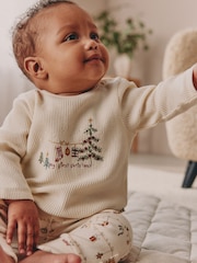 Cream Christmas Baby T-Shirt and Legging Set (0-18mths) - Image 2 of 6
