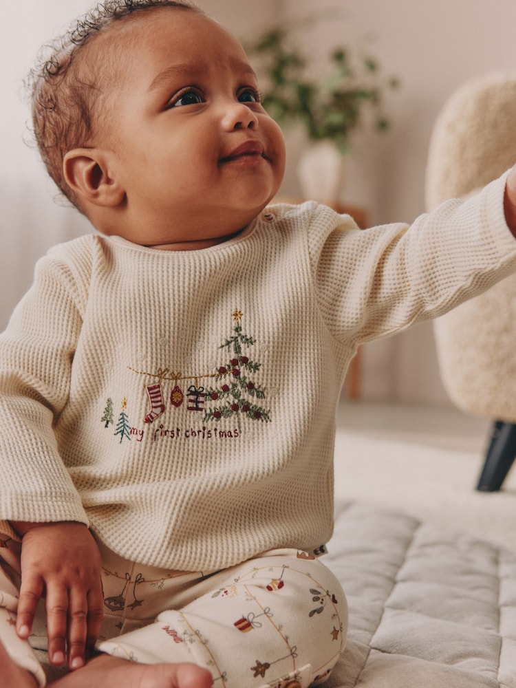Cream Christmas Baby T-Shirt and Legging Set (0-18mths) - Image 2 of 6