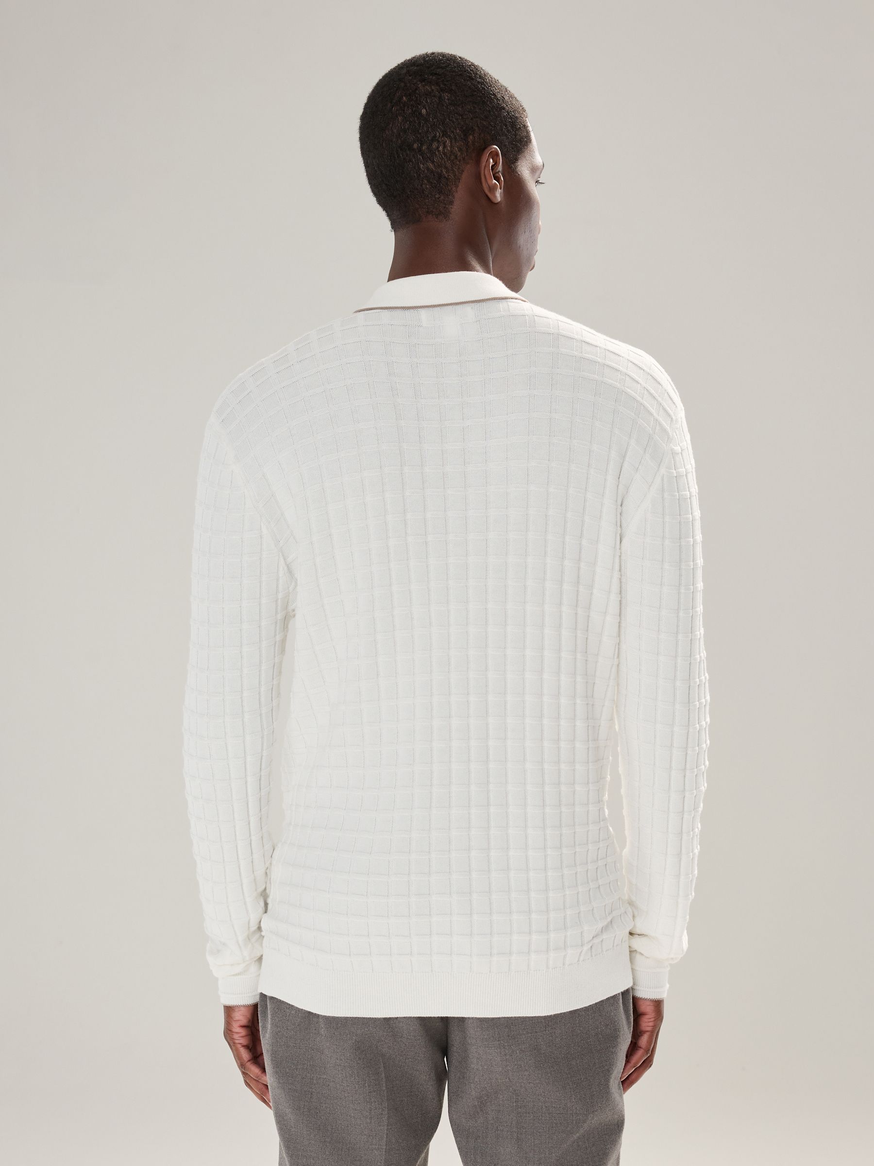 Buy Ecru White Regular Fit Knit Textured Long Sleeve Quarter Zip