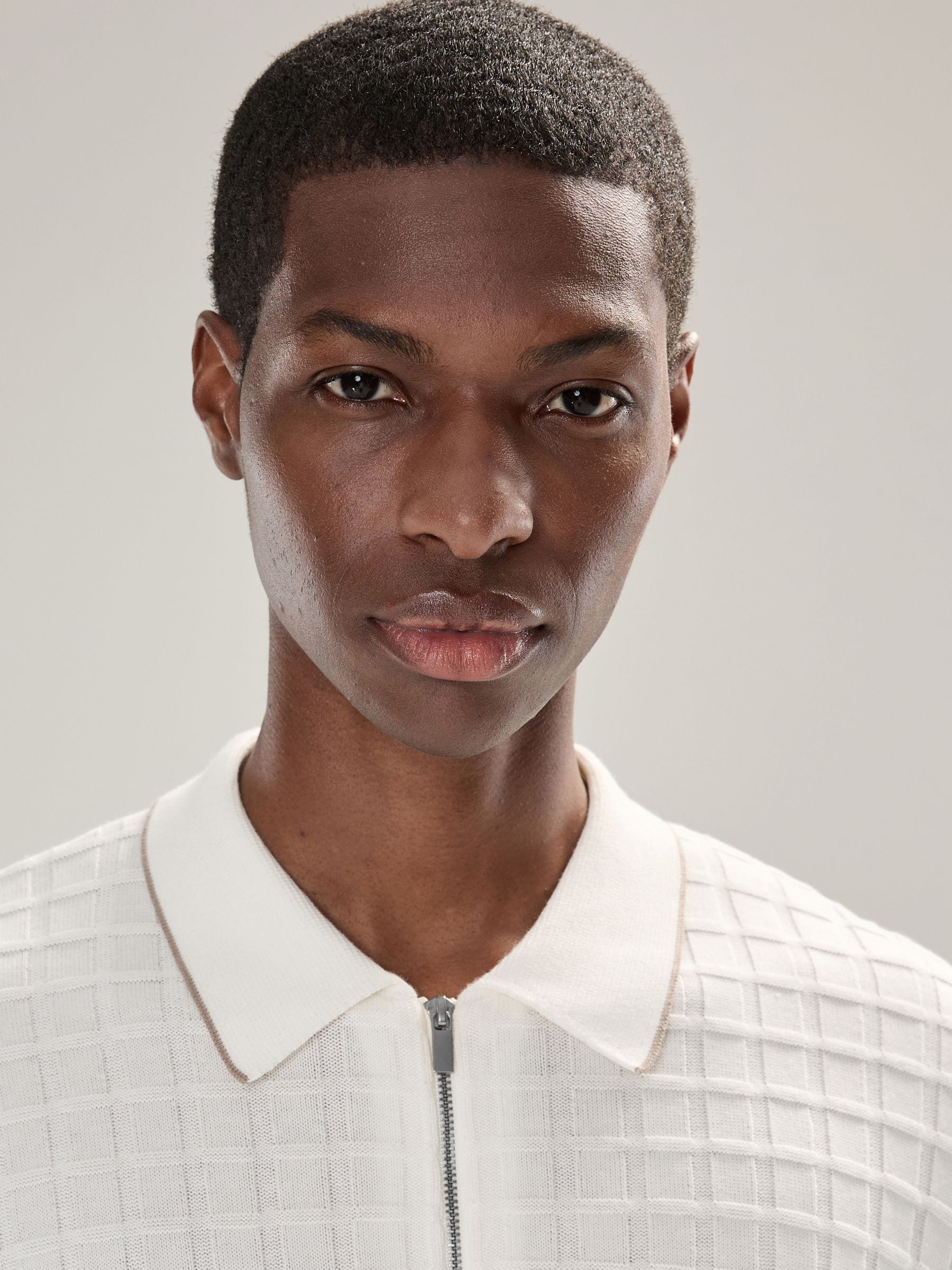 Buy Ecru White Regular Fit Knit Textured Long Sleeve Quarter Zip
