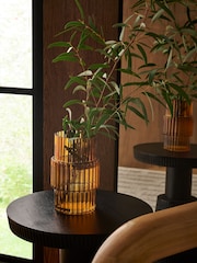 Amber Small Ribbed Glass Vase - Image 1 of 5