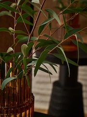 Amber Small Ribbed Glass Vase - Image 2 of 5